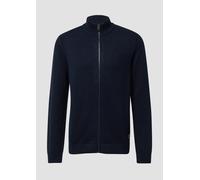 s.Oliver Baumwoll-Strickjacke mit Stehkragen und Logo-Patch