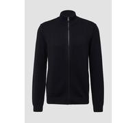 Baumwoll-Strickjacke mit Stehkragen und Logo-Patch XL schwarz 2170245.9999.XL