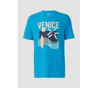 s.Oliver Baumwoll-T-Shirt mit Frontprint und Flammgarnstruktur