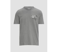 Baumwoll-T-Shirt mit Frontprint und Flammgarnstruktur M grau 2156928.95D2.M