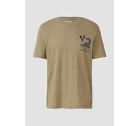 s.Oliver Baumwoll-T-Shirt mit Frontprint und Flammgarnstruktur