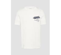 Baumwoll-T-Shirt mit Frontprint und Flammgarnstruktur XL weiß 2156928.01D2.XL