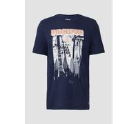 s.Oliver Baumwoll-T-Shirt mit Frontprint und Flammgarnstruktur