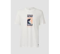 Baumwoll-T-Shirt mit Frontprint und Flammgarnstruktur XXL weiß 2165609.01D1.XXL