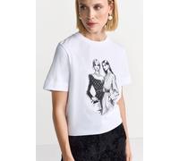 Baumwoll-T-Shirt mit Print L white