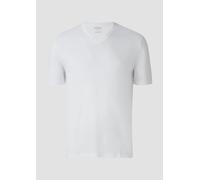 Baumwoll-T-Shirt mit V-Ausschnitt und Logoprint 2XT weiß 2174728.0100.2XT