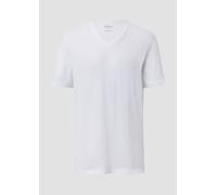 Baumwoll-T-Shirt mit V-Ausschnitt und Logo M weiß 2169268.0100.M