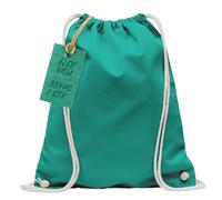 Baumwoll Turnbeutel 1 Stück 38 x 42 cm Sportbeutel - Rucksack Stofftasche Bag, Beutel, Baumwollbeutel, Jutebeutel OEKO-TEX® geprüft Stoffbeutel Damen & Herren, Kinder Gym Sack zum bemalen in Smaragd