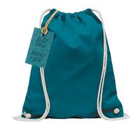 Baumwoll Turnbeutel 1 Stück 38 x 42 cm Sportbeutel - Rucksack Stofftasche Bag, Beutel, Baumwollbeutel, Jutebeutel Oeko-TEX® geprüft Stoffbeutel Damen & Herren, Kinder Gym Sack zum bemalen in Petrol