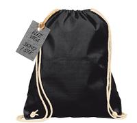 Baumwoll Turnbeutel 1 Stück 38 x 42 cm Sportbeutel - Rucksack Stofftasche Bag, Beutel, Baumwollbeutel, Jutebeutel OEKO-TEX® geprüft Stoffbeutel Damen & Herren, Kinder Gym Sack zum bemalen in Schwarz