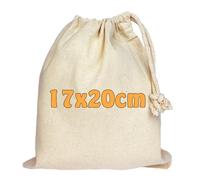 Baumwollbeutel 17x20 cm mit Kordelzug - kleine Stoffbeutel aus Baumwolle für Aufbewahrung, Geschenke oder Adventskalender - OEKO-TEX® STANDARD 100 zertifiziert (Beige (25 Stk.))