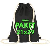 Baumwollbeutel 25er Set 21 x 29 cm - Kleine Kindergeburtstag Mitbringsel Beutel, - Kordelzug Stofftasche, Beutel, Jutebeutel OEKO-TEX® geprüft - Stoffbeutel Geschenk Präsent zum bemalen Schwarz