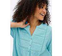 Sheego Baumwollbluse mit Spitze und Biesen 54 mint