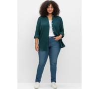 Hemdbluse SHEEGO, Damen, Gr. 50, blau (petrol), 100% Baumwolle, unifarben, Blusen Hemdbluse (57259714-50) petrol