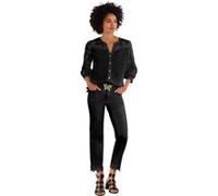 Spitzenbluse, Damen, Gr. 36, schwarz, 100% Baumwolle, LINEA TESINI BY HEINE, unifarben, V-Ausschnitt, Blusen Spitzenbluse (27557448-36) schwarz