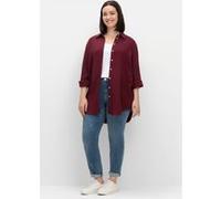Hemdbluse SHEEGO, Damen, Gr. 48, rot (weinrot), 100% Baumwolle, unifarben, Blusen Hemdbluse (11649923-48) weinrot