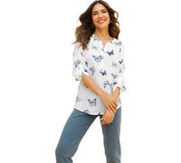 Baumwollbluse weiß-marine-bedruckt 44 Baumwolle
