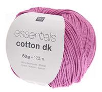 Baumwolle Nadelstärke 4 mm, Rico Essentials Cotton dk Farbe 111 violett, 50g Baumwollgarn zum Stricken oder Häkeln