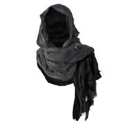 Baumwolle und Leinen LARP Mittelalterliche Ritter Renaissance Retro MantelDistressed Schal 70 x 200 cm (Schwarz, one size)