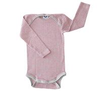 Baumwolle Wolle Seide Body langarm grau pink meliert 98/104
