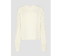 QS Regular Fit Strickpullover aus Baumwoll-Mix in Offwhite, Größe L