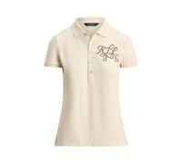 Baumwollpiqué-Poloshirt mit Perlenlogo XS Cream