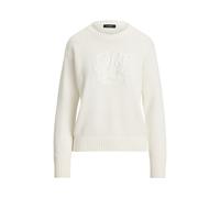 Baumwollpullover mit gesticktem Logo M White