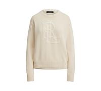 Baumwollpullover mit gesticktem Logo S Cream