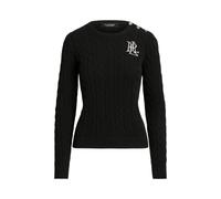 Baumwollpullover mit Zopfmuster XS Black