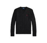 Baumwollpullover mit Zopfmuster XS Black