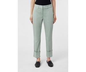 Baumwollsatin-Hose mit Straight Leg und breitem Saumaufschlag petrol 34