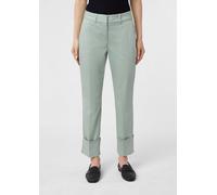 Baumwollsatin-Hose mit Straight Leg und breitem Saumaufschlag petrol 46