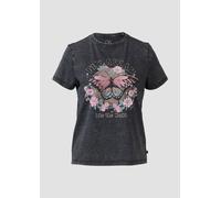 QS Baumwollshirt mit Frontprint in gewaschener Optik