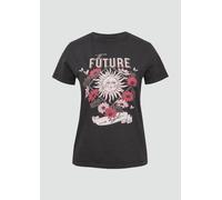 Baumwollshirt mit Frontprint in gewaschener Optik XS schwarz 2165278.99D1.XS