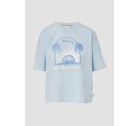 QS Baumwollshirt mit Frontprint hellblau S