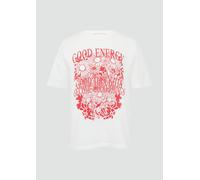 Baumwollshirt mit Frontprint und überschnittener Schulter S weiß 2165279.01D0.S