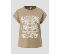 Baumwollshirt mit überschnittener Schulter Frontprint XXL Grün 2170601.78D0.XXL