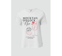 Baumwollshirt mit überschnittener Schulter und Frontprint 48 weiß 2168452.01D2.48