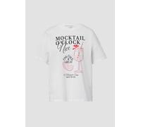 Baumwollshirt mit überschnittener Schulter und Frontprint M weiß 2165357.01D2.M