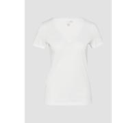 QS Damen 2162977 T-Shirt V-Neck, weiß, Medium