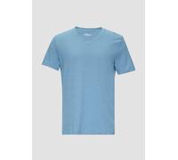 Baumwollshirt mit V-Ausschnitt und Flammgarnstruktur M blau 2153000.5402.M