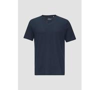 Baumwollshirt mit V-Ausschnitt und Flammgarnstruktur XXL blau 2153000.5978.XXL