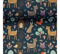 Baumwollstoff BODO | Waldtiere | Swafing | Ökotex | Coupons á 0,5m und 1,0m | 3 Farben (jeansblau, 1,0 m)