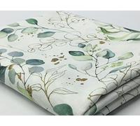 Baumwollstoff Popeline EUCALYPTUS LEAVES | 2 Farben | Coupons | KEINE METERWARE (weiß, 1,0m)