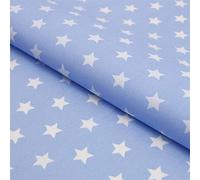 Baumwollstoff Sterne Hellblau - Stoff Meterware 150 cm breit, weicher Baumwollstoff für Kinder, Weihnachten & Deko, pflegeleicht, ideal zum Nähen von Kleidung, Bettwäsche, Kissen & Vorhängen