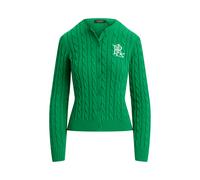 Baumwollstrickjacke mit Zopfmuster S Green