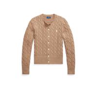 Baumwollstrickjacke mit Zopfmuster S Tan