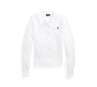 Baumwollstrickjacke mit Zopfmuster XXL White