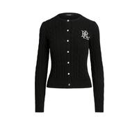 Baumwollstrickjacke mit Zopfmuster XXS Black