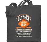Baumwolltasche - 80. Geburtstag - Oldtimer Special Vintage 1946 - Name - Retro Look zum Achtzigsten - Unisize - Dunkelgrau - für herrn personalisierte geschenke 80 tasche herren 80.jahre jährigen